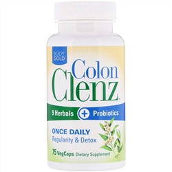 BodyGold, Clenz для толстой кишки, 75 капсул с оболочкой из ингредиентов растительного происхождения