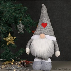 Новогоднее украшение Гном на телескопических 45/70 см серый / YX20655AB  /уп 48/