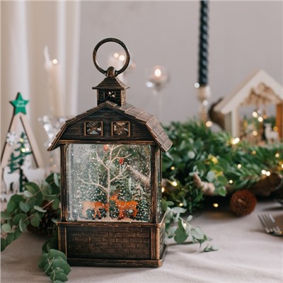 Светодиодная фигура «Олени в лесу» 14×24×8 см, пластик, батарейки ААх3 (не в комплекте), USB, свечение тёплое белое