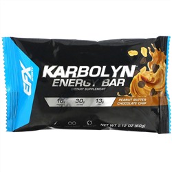 EFX Sports, Karbolyn Energy Bar, Peanut Butter Chocolate Chip, 12 Bars, 2.12 (60 g) Each