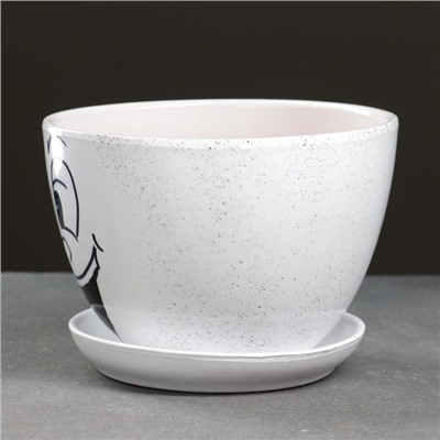 Горшок для цветов «Настроение», 1.65 л, d=17 см, h=13 см, керамический, с поддоном