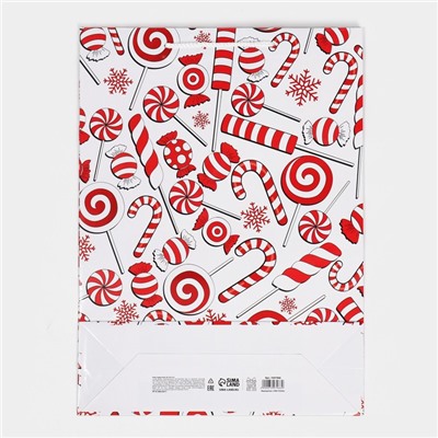 Пакет подарочный новогодний ламинированный «Сладости», L 28×38×9 см