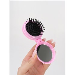 Расчёска массажная LOVE, складная, с зеркалом, d=6.5 см, МИКС