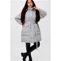 Зимняя куртка на поясе с натуральным мехом арт. 23226 (Бирюзовый)