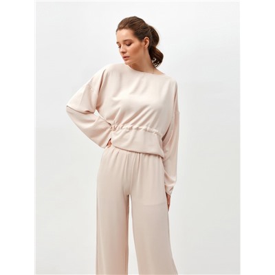 Костюм женский (туника, брюки) MINAKU: Casual Collection, размер 42, бежевый