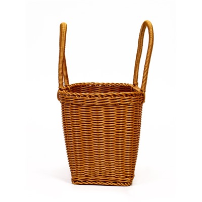 Корзина плетёная для хранения, 35×22×21 см, ручка h=17 см, пластиковая, коричневая