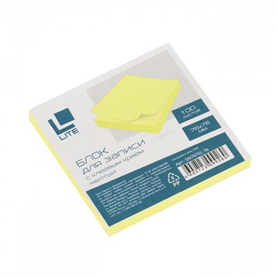 Бумага для заметок с клеевым краем 76х76 мм 100л желтый SN7676L-Ye LITE