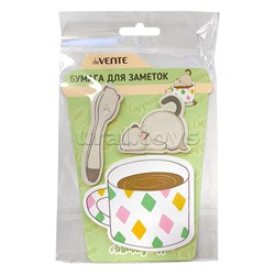 Набор клейкой бумаги для заметок "deVENTE. Animals Coffee. Cat" 80x68 мм, 72x23 мм и 54x35 мм, 3x20 листов, офсет 80 г/м², печать 4+0, ассорти форм, 3 дизайна, в картонном блистере и пластиковом пакете с европодвесом