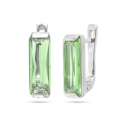 Серьги из серебра празиолит кварц, Ю-200М41