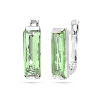 Серьги из серебра празиолит кварц, Ю-200М41