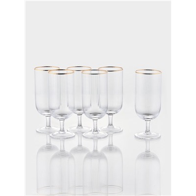 Набор бокалов для пива Magistro «Руно», 390 мл, 6 шт., 17.5×7 см, на ножке, стекло, с золотой отводкой, прозрачный