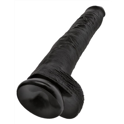 Чёрный фаллоимитатор-гигант 14  Cock with Balls - 37,5 см.