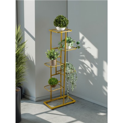 Подставка для цветов Greengo, 6 полок, 44×22×105 см, напольная, металл, цвет золотой