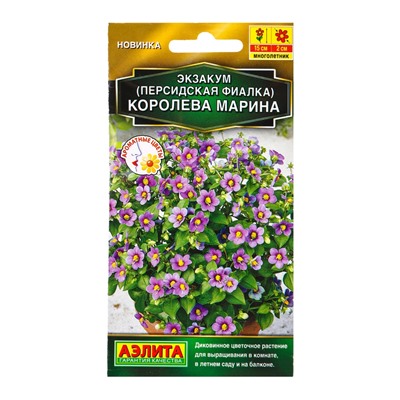 Семена цветов Экзакум (Персидская фиалка) Королева марина  (драже) , Ц/П,4 шт.