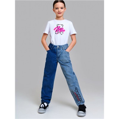 Брюки текстильные джинсовые для девочек