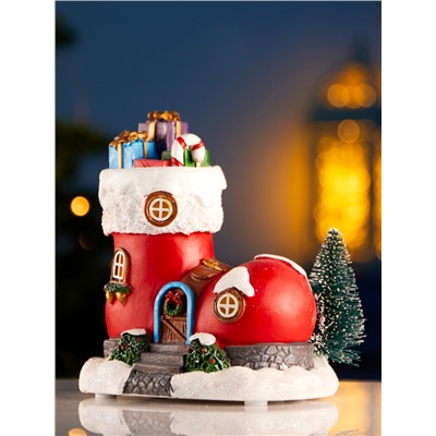 Светодиодная фигура «Волшебный сапожок», 13×11 см, 4 LED, от батареек АААx2, свечение тёплое белое