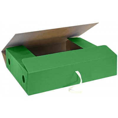 Короб архивный микрогофрокартон с завязками 75мм RB91-75G разборный зеленый inФОРМАТ