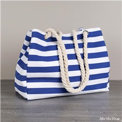 Сумка пляжная на молнии 38х30х18 см синий-белый / BB5 /уп 1/