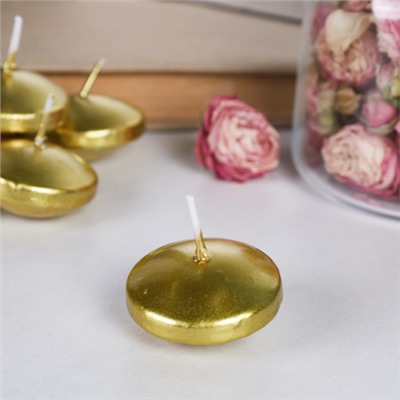 Свеча 12 штук плавающая время горения 4 ч / 3357R /уп 48/ микс (Золото)