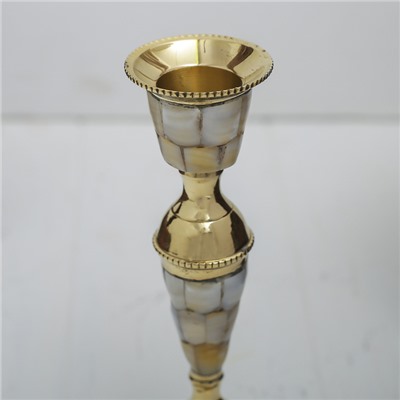 Подсвечник с перламутром «Замок», на 1 свечу, 7.5×7.5×17 см, латунь