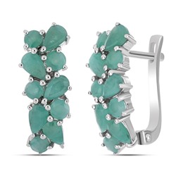 Серьги из серебра изумруд берилл, Арабеска