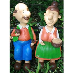 Садовая фигура из полистоуна «Бабка с дедкой», 54×48×22 см