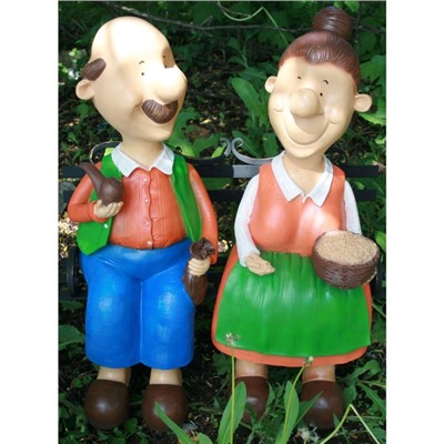 Садовая фигура из полистоуна «Бабка с дедкой», 54×48×22 см