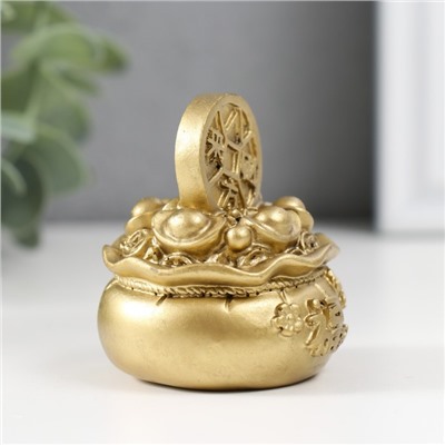 Нэцкэ фигурка полистоун под бронзу «Мешки со слитками золото - На богатство», набор 2 шт., 4.4×4.4×5 см