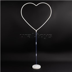 Стойка для шаров Сердце, на ножке, 0,7*1,5 м, Белый/Прозрачный, 1 шт.