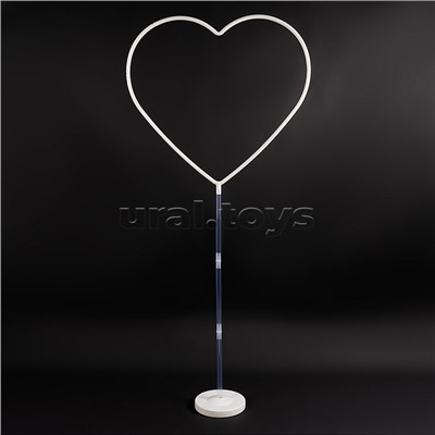 Стойка для шаров Сердце, на ножке, 0,7*1,5 м, Белый/Прозрачный, 1 шт.