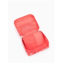 Косметичка - органайзер дорожная на молнии, с карманом, с принтом, красная