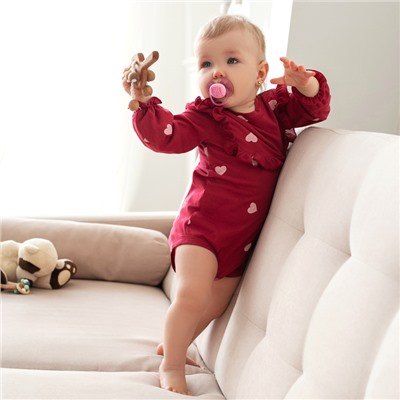 Боди детское с рюшами MINAKU, рост 62-68 см, красное