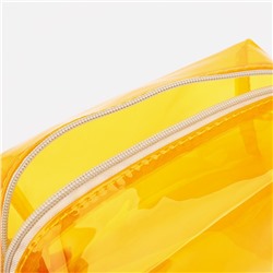 Косметичка на молнии, с ручкой, жёлтая