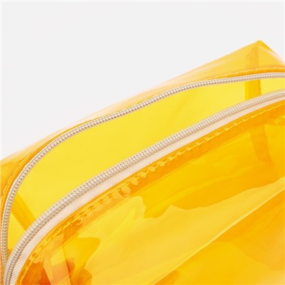 Косметичка на молнии, с ручкой, жёлтая