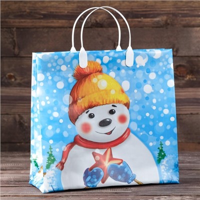 Пакет подарочный новогодний «Снежный друг», мягкий пластик, 30×30 см