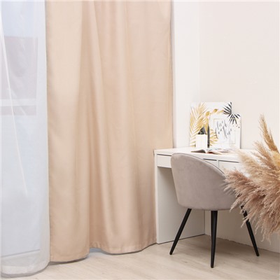 Штора блэкаут портьерная «Этель», 270×300 см, бежевая