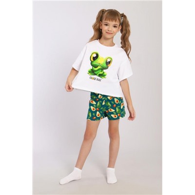 Пижама для девочки Лягушка арт. ПД-019-068 (Белый)