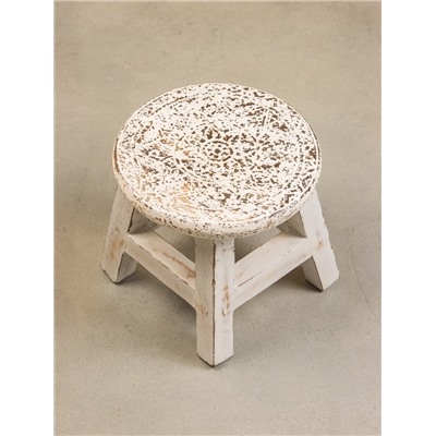 Табурет, 25×25×24 см, дерево албезия, белый