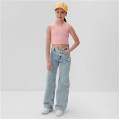 Майка-топ для девочки MINAKU: Basic Line KIDS, розовая, рост 116 см