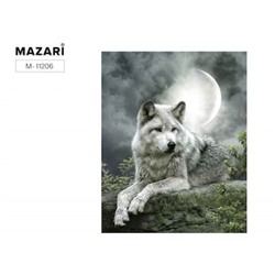Алмазная мозаика по номерам 40х50 см (НА ПОДРАМНИКЕ) "ОДИНОКИЙ ВОЛК" M-11206 Mazari
