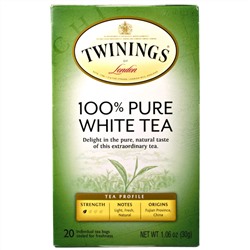 Twinings, 100% чистый белый чай, 20 чайных пакетиков по 1,06 унции (30 г)