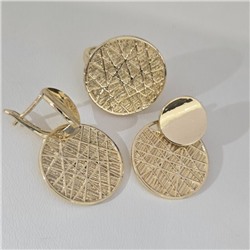 Комплект ювелирной бижутерии Итальянское золото (покрытие желтое 14к) серьги и кольцо 18 р, арт.217.393-18