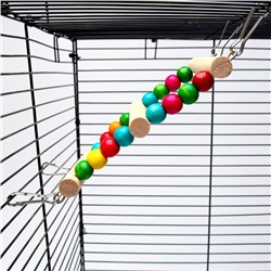 Игрушка для птиц «Лесенка с бусинами» 3 ступени, 23 см, микс цветов