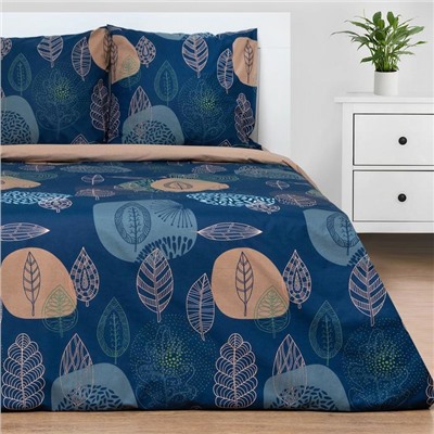 Постельное бельё евро «Этель» Leaves (вид 2), поплин