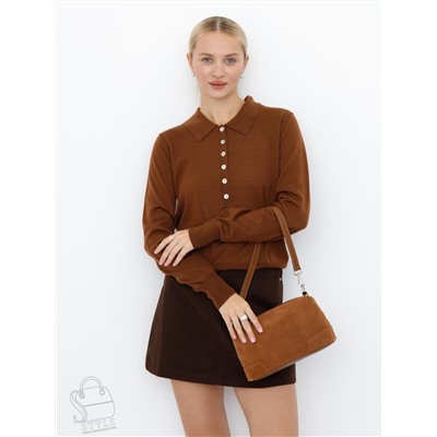 Сумка женская кожаная 5555PEF brown Polina&Eiterou  в Новосибирске