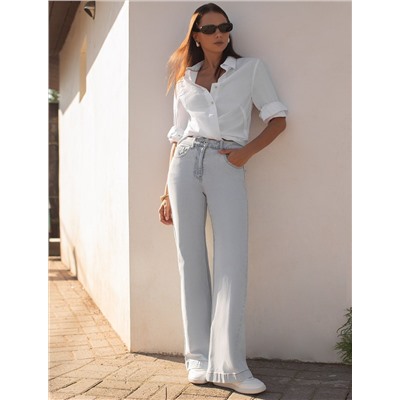 Джинсы-клеш из эластичного денима