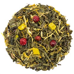 Чайная компания Зеленый чай Фруктовая карамель (сенча, папайя, брусника, лепестки календулы, ароматизатор)