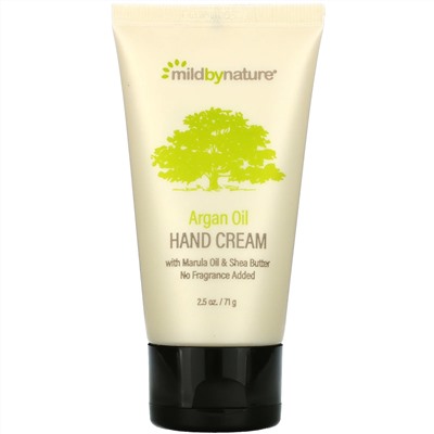 Mild By Nature, крем для рук с аргановым маслом, маруловым маслом и маслом ши, без запаха, 71 г (2,5 унции)