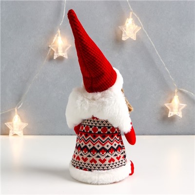 Интерьерная кукла текстильная «Ангелочек Марфуша в красном платье с узорами и сердечком», 33×13×10 см