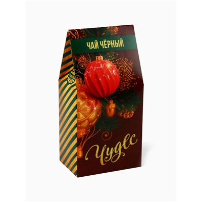 Подарочный набор новогодний «С Новым годом»: чай (50 г), конфеты (110 г), печенье брауни (120 г)